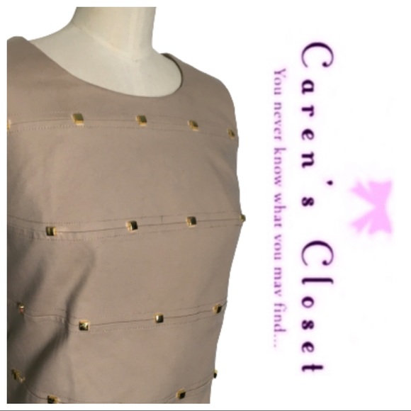 Calvin Klein Khaki Studded Sheath Dress - Picture 5 of 8